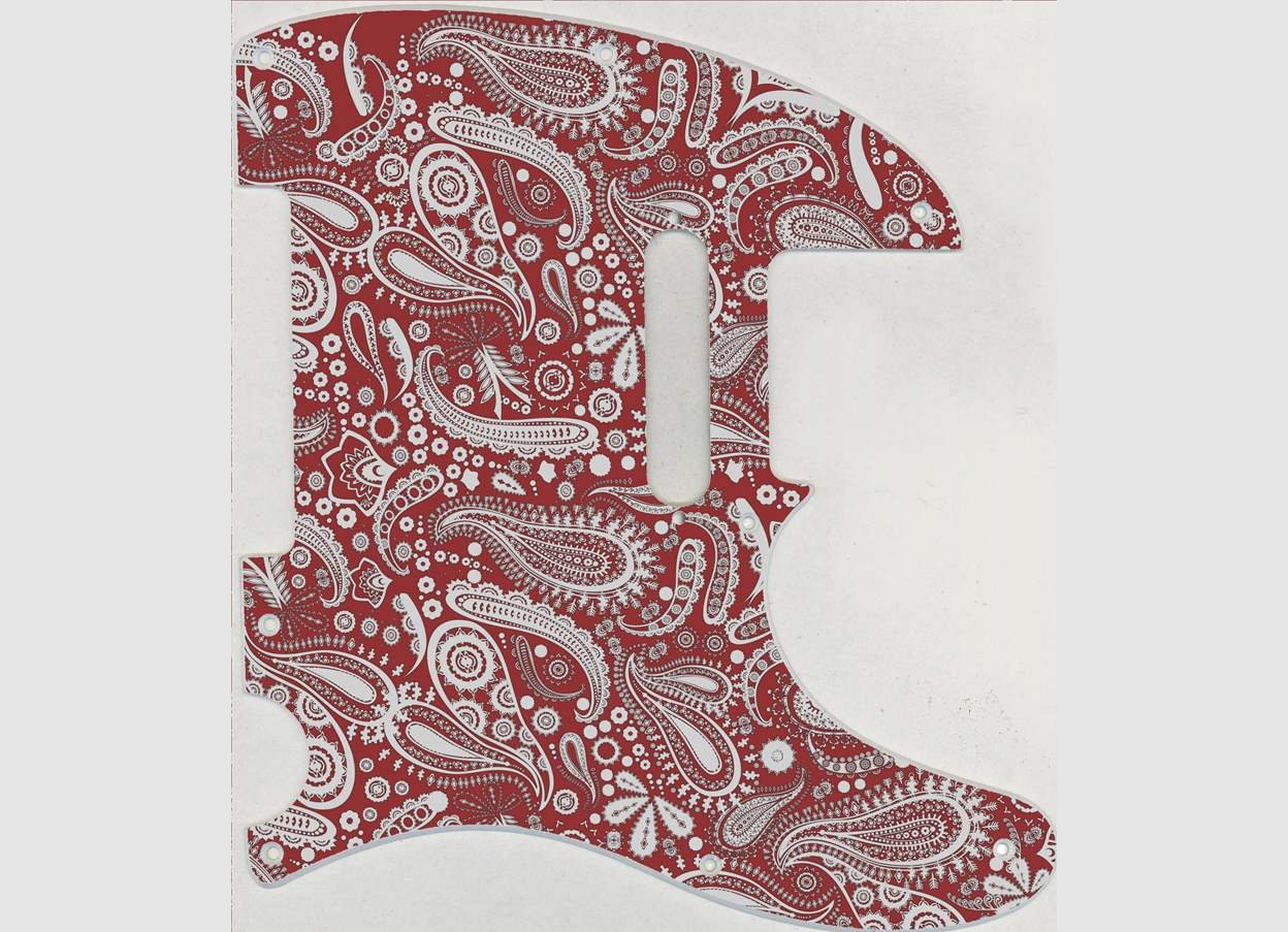 Custom Graphical Pickguard to fit Fender Tele Telecaster Paisley RD-GY