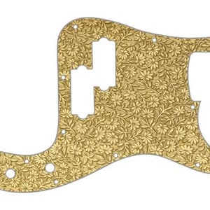May include: Gold-coloured guitar pickguard with a floral pattern.
