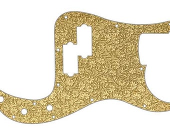 Seleccionador gráfico personalizado para adaptarse a Fender P Bass Precisión Bass Parchment Flower Pattern