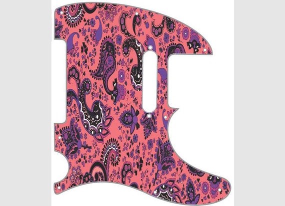 Custom Telecaster 8-Hole Pickguard – Paisley Red/Blue By Greasy Groove