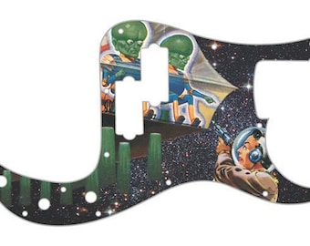 Custom Graphical Pickguard to fit Fender P Bass Precision Bass Little Green Men