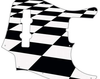 Custom Graphical Pickguard to fit Fender J Bass Jazz Bass Checker 1