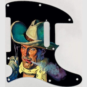 Custom Graphical Pickguard to fit Fender Tele Telecaster Smokin&#39; Cowboy