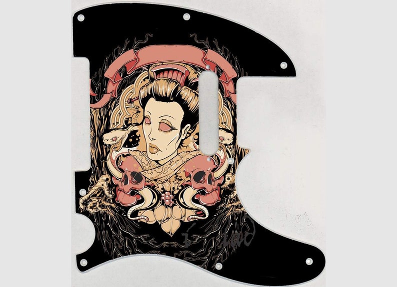 Custom Fender Telecaster Pickguard - Top Hat Skull Graphic Pickguard