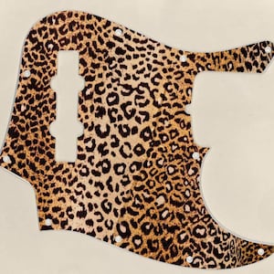 Custom Graphical Pickguard to fit Fender J Bass Jazz Bass Leopard Print 2