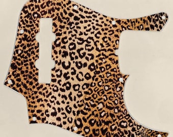 Custom Graphical Pickguard to fit Fender J Bass Jazz Bass Leopard Print 2