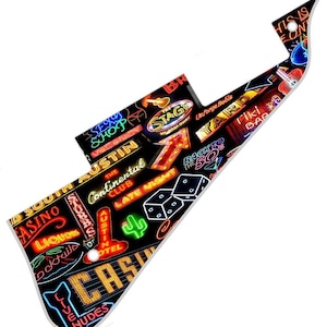 Custom Graphical Pickguard to fit Gibson or Epiphone Les Paul *Neon Collage