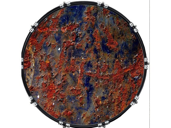 Custom Aquarian Bass Kick Drum Head Front Drumskin Bubbling Rusty