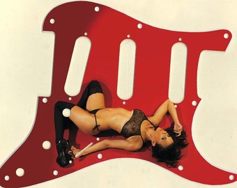 Pickguard gráfico personalizado para adaptarse a Fender Strat Stratocaster Laid Back en negro