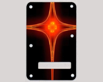 Custom Graphical Tremolo Cover Back Plate to fit Fender Strat Stratocaster Orange Light Refraction