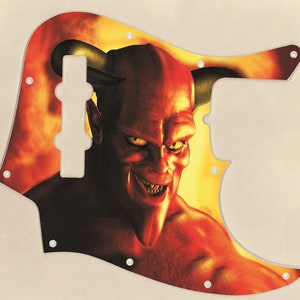 Custom Graphical Pickguard to fit Fender J Bass Jazz Bass Demon Glare