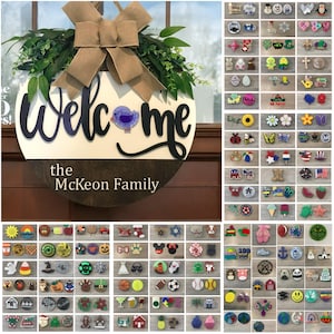 Interchangeable personalized Welcome Front Door Wreath Door Hanger | Year Round Wreath | Housewarming Gift | Interchangeable Shapes