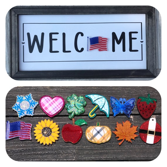 Interchangeable sign with 12 seasonal pieces Etsy