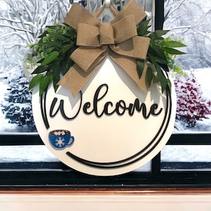 Interchangeable Welcome Front Door Wreath Door Hanger | Year Round Wreath | Housewarming Gift | Interchangeable Attachments