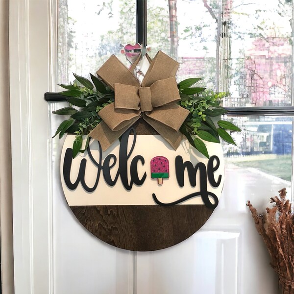 Interchangeable Welcome Front Door Wreath Door Hanger | Year Round Wreath | Housewarming Gift | Home Decor | Interchangeable Attachments