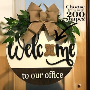 Interchangeable Welcome to our office | Office Door Wreath Door Hanger | Year Round Wreath | Housewarming Gift | Home Decor |
