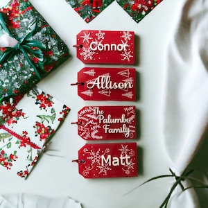 Personalized acrylic Christmas gift tag, custom Christmas place card name, present name tag, stocking tag