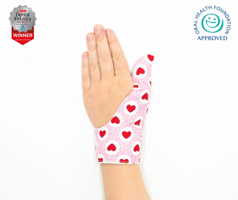 Thumbsie® Thumb Guard Stop Thumb Sucking Thumb Sucking Thumb Glove Various Fabrics Five Sizes Loveheart