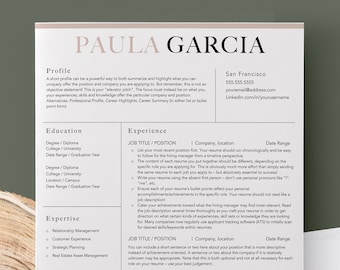 Resume Template Word, Executive Resume, Manager Resume, Marketing Resume, Unique Resume, Custom Resume