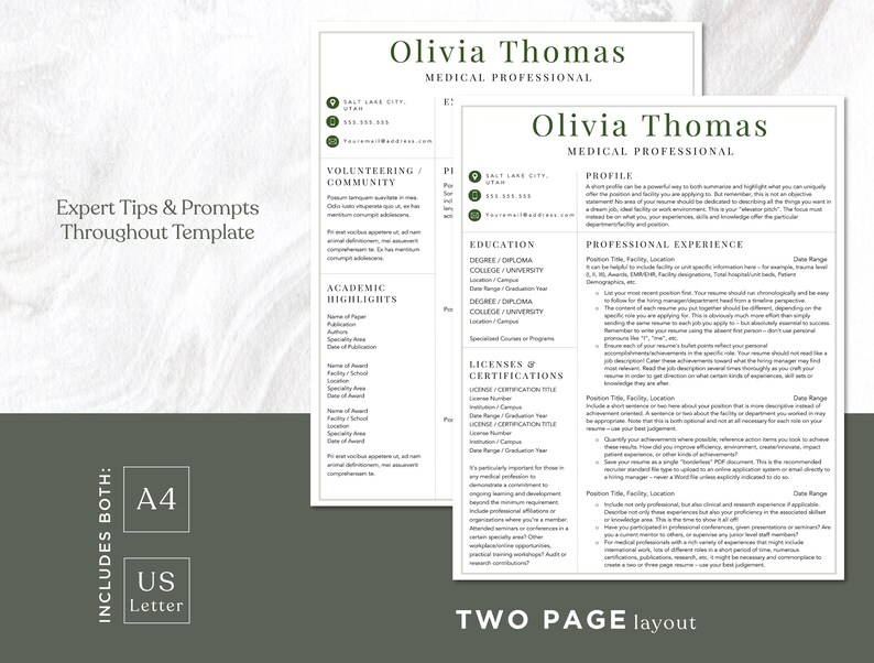 Modern CV Design Nursing Resume Custom Resume Medical Resume Design Doctor Resume Template RN Resume