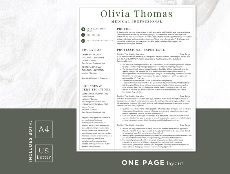 Modern CV Design Nursing Resume Custom Resume Medical Resume Design Doctor Resume Template RN Resume