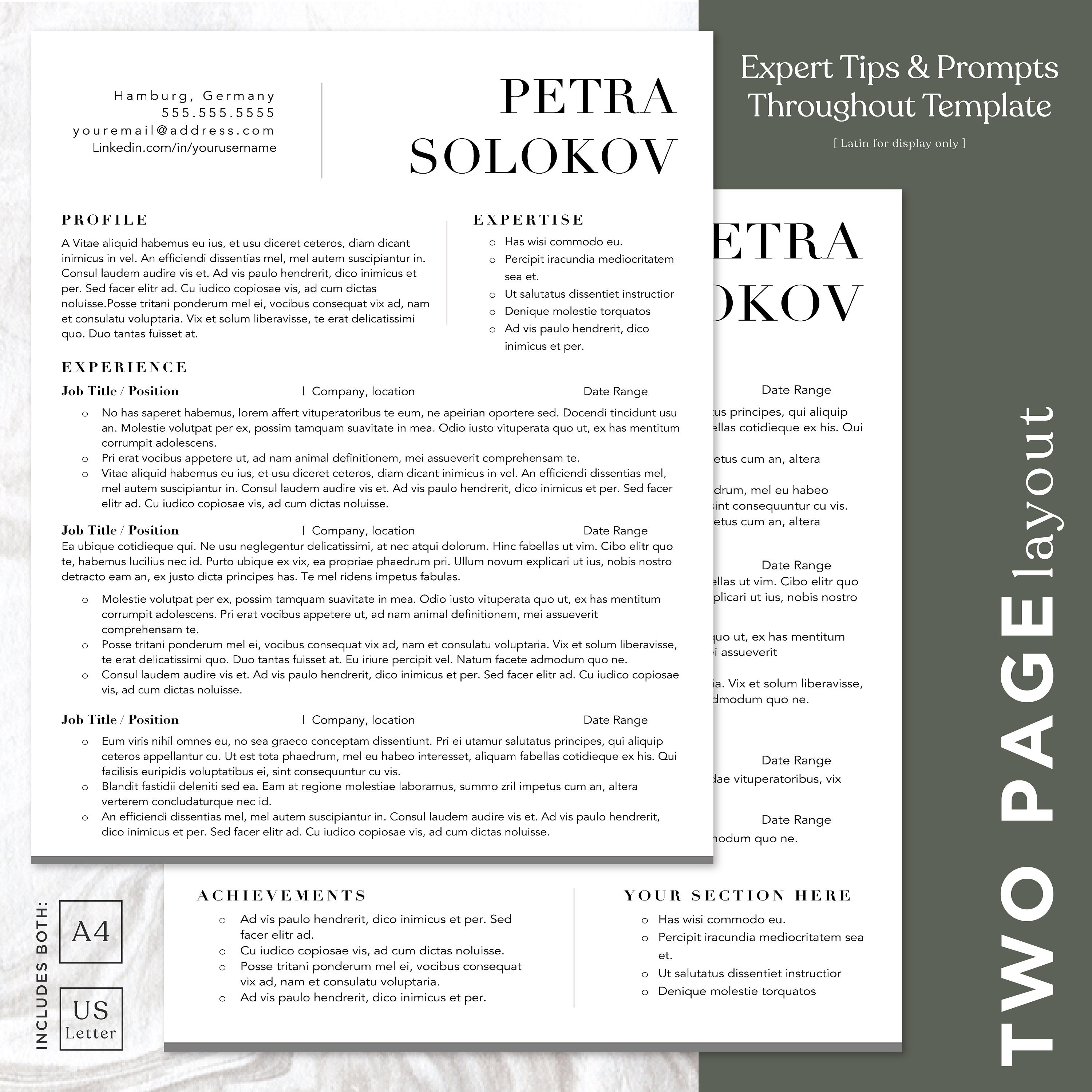 Minimalist Resume Template | CV Template | Professional Resume Template ...