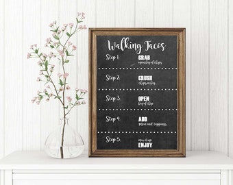 Taco bar sign printable. Walking tacos sign printable weddings, parties, fiestas, DIY tacos.