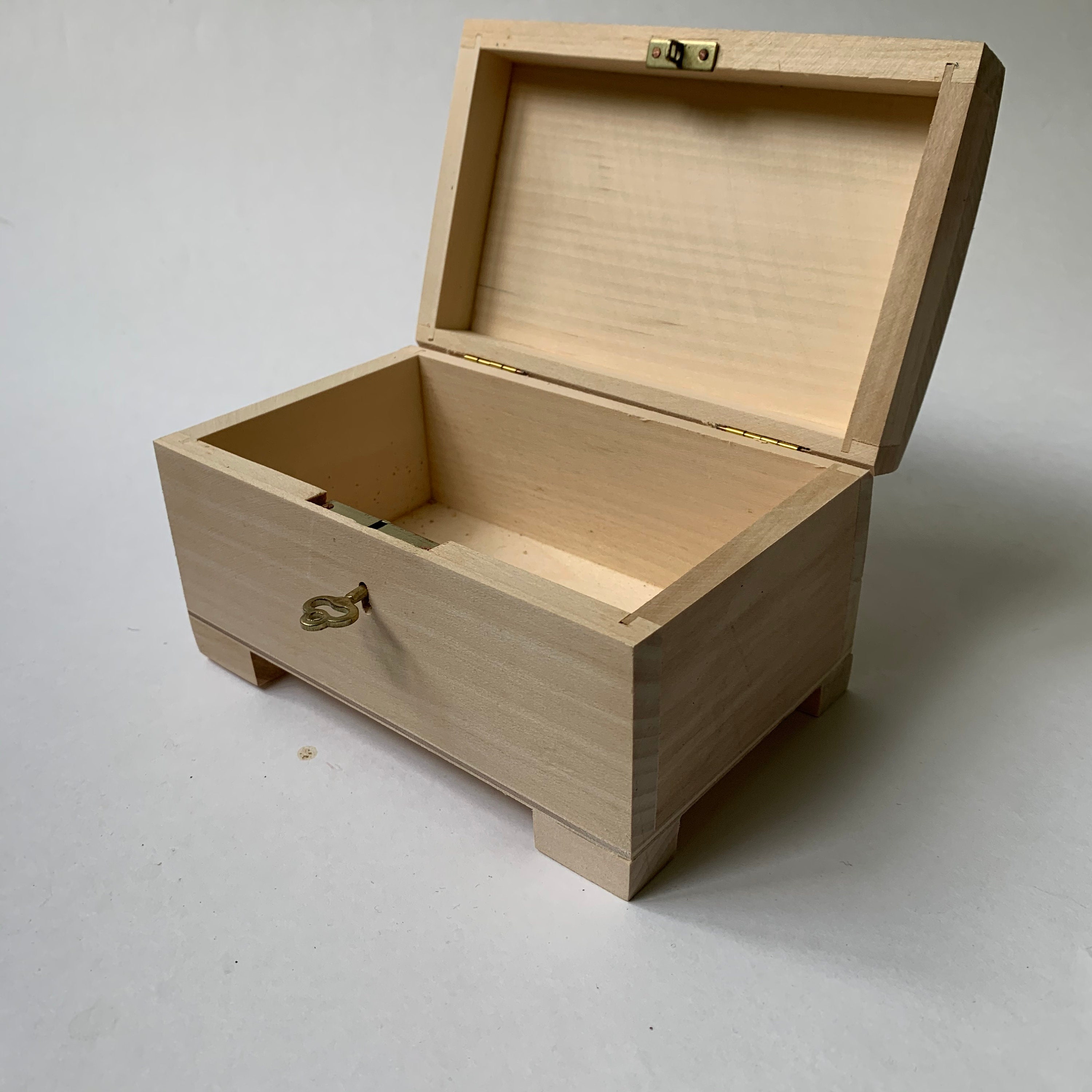 Caja de madera inacabada con cerradura de llave caja de | Etsy