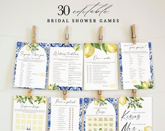 Blue Lemons Wedding Shoe Game Cards - Bridal Shower Party Game For 30 Guests - View #2