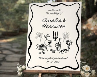 AMELIA - Hand Drawn Welcome Sign Template, Editable Handwritten Welcome Sign, Scribble Welcome Sign, Funky Welcome Sign, Squiggle Sign