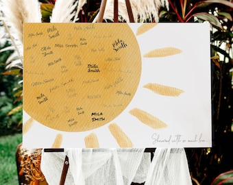 MILA - Sunshine Baby Shower Signature Board Template, A Little Ray Of Sunshine Editable Guestbook, Signature Sign,  Instant Download