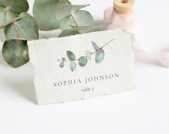 Eucalyptus Wedding Place Card Template Minimalist Greenery Wedding Seating Card Modern Eucalyptus Name Card Editable Printable FLAT/TENT EU1