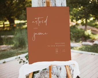DAKOTA - Boho Wedding Welcome Sign Template, Terracotta Wedding Welcome Sign, Editable Desert Modern Wedding Welcome Sign, Earthy Easel