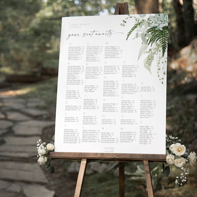 Wedding Seating Chart Sign Etsy