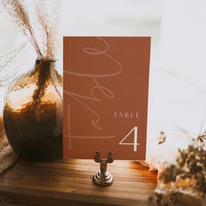 DAKOTA - Desert Boho Table Numbers Template, Printable Terracotta Wedding Table Numbers, Editable Earthy Wedding Table Numbers, 5x7 and 4x6