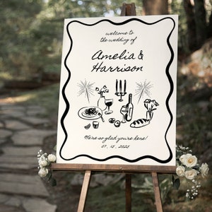 AMELIA - Hand Drawn Welcome Sign Template, Editable Handwritten Welcome Sign, Scribble Welcome Sign, Funky Welcome Sign, Squiggle Sign