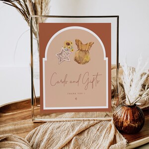 PARÍS - Arch Boho Baby Shower Tarjetas y regalos Plantilla de letrero, Boho Signo de regalos editables, Ropa de bebé arqueada Signo de terracota, Tonos tierra