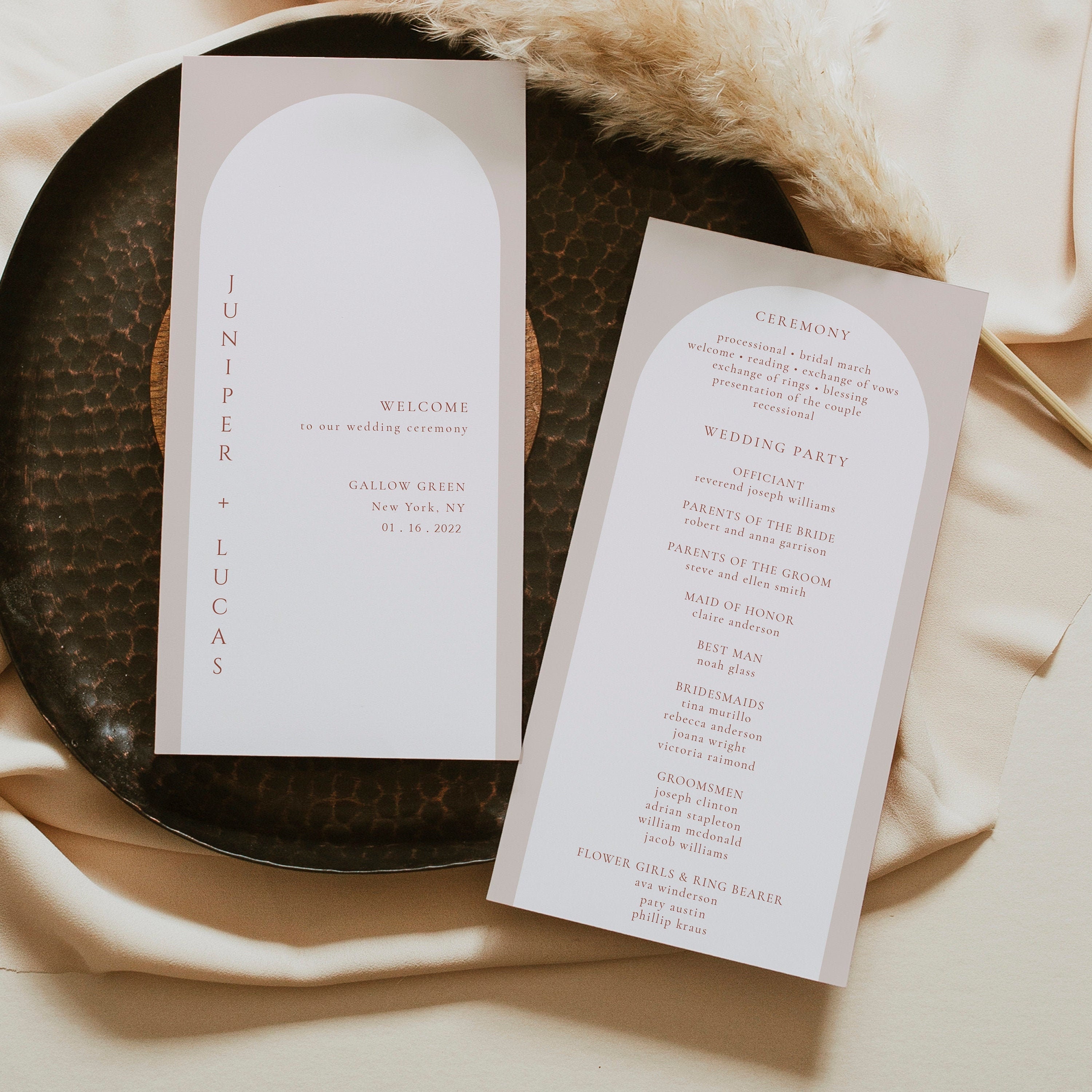 Paper & Party Supplies Programs Boho Wedding Order of Service Editable ...