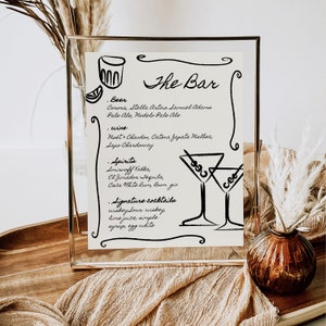 AMELIA - Wedding Bar Menu Template, Editable Hand Drawn Drink Menu ...