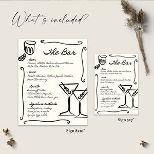 AMELIA - Wedding Bar Menu Template, Editable Hand Drawn Drink Menu ...