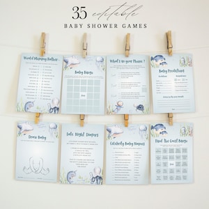 BRUNA - Under the Sea Baby Shower Games Bundle, Ocean & Sea Baby Shower Games Template, Editable Under the Sea Baby Shower Games, Printable