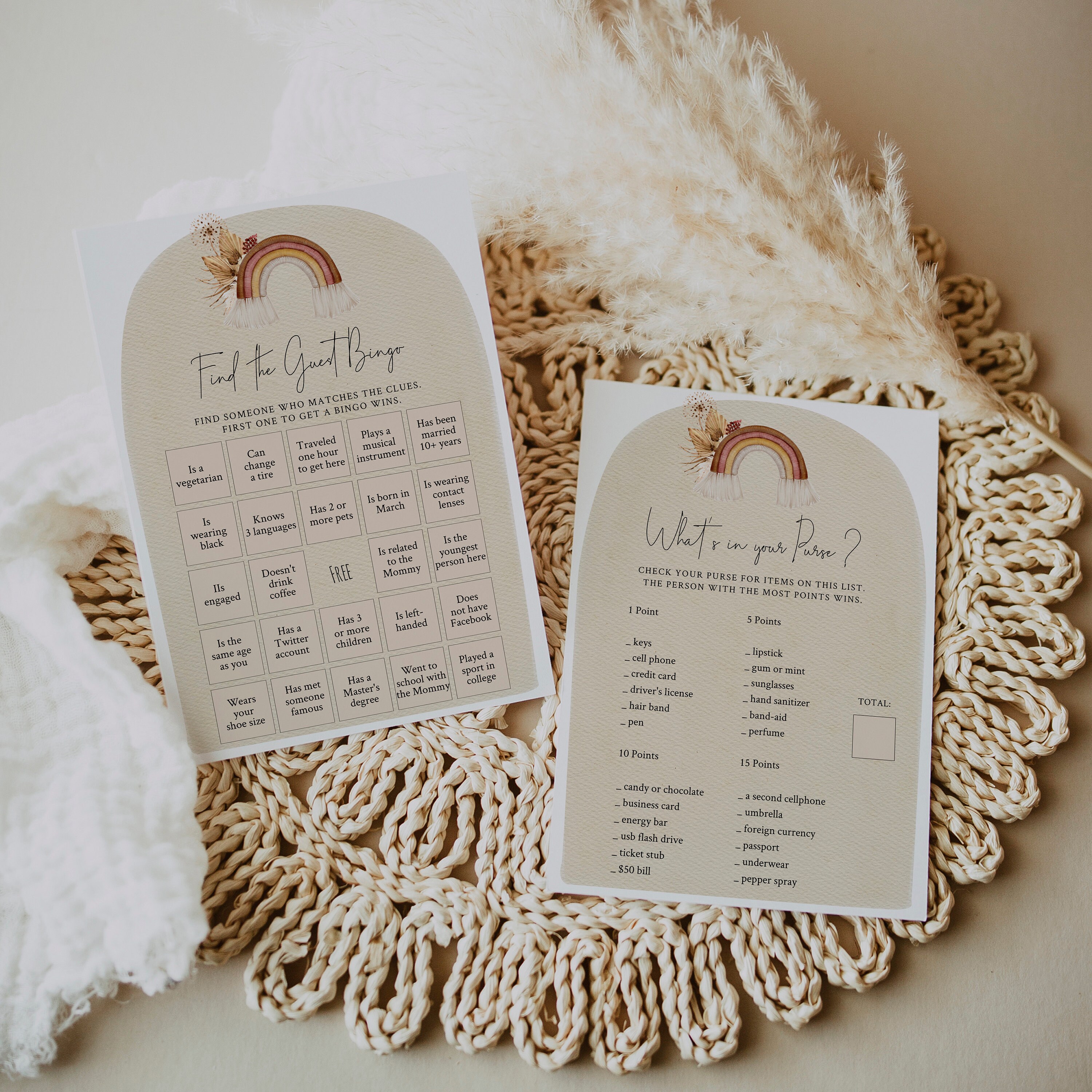ZIGGY - Boho Rainbow Baby Shower Games Template, Editable Rainbow Baby ...