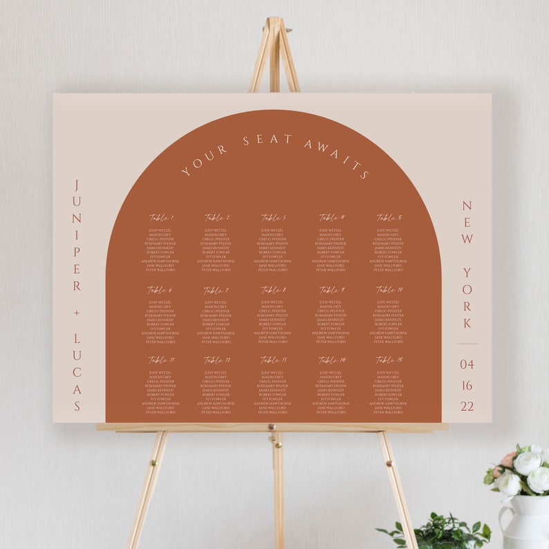 JUNIPER Arched Boho Wedding Seating Chart Template Terracotta - Etsy