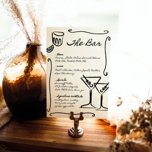 AMELIA - Wedding Bar Menu Template, Editable Hand Drawn Drink Menu ...