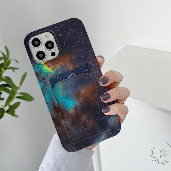 Space Galaxy card holder phone case Samsung S23 Ultra S22 Plus S21 FE S20 iPhone 15 Pro Max 14 Plus 13 Pro 12 mini 11 XS XR X 8 7 sl164-2