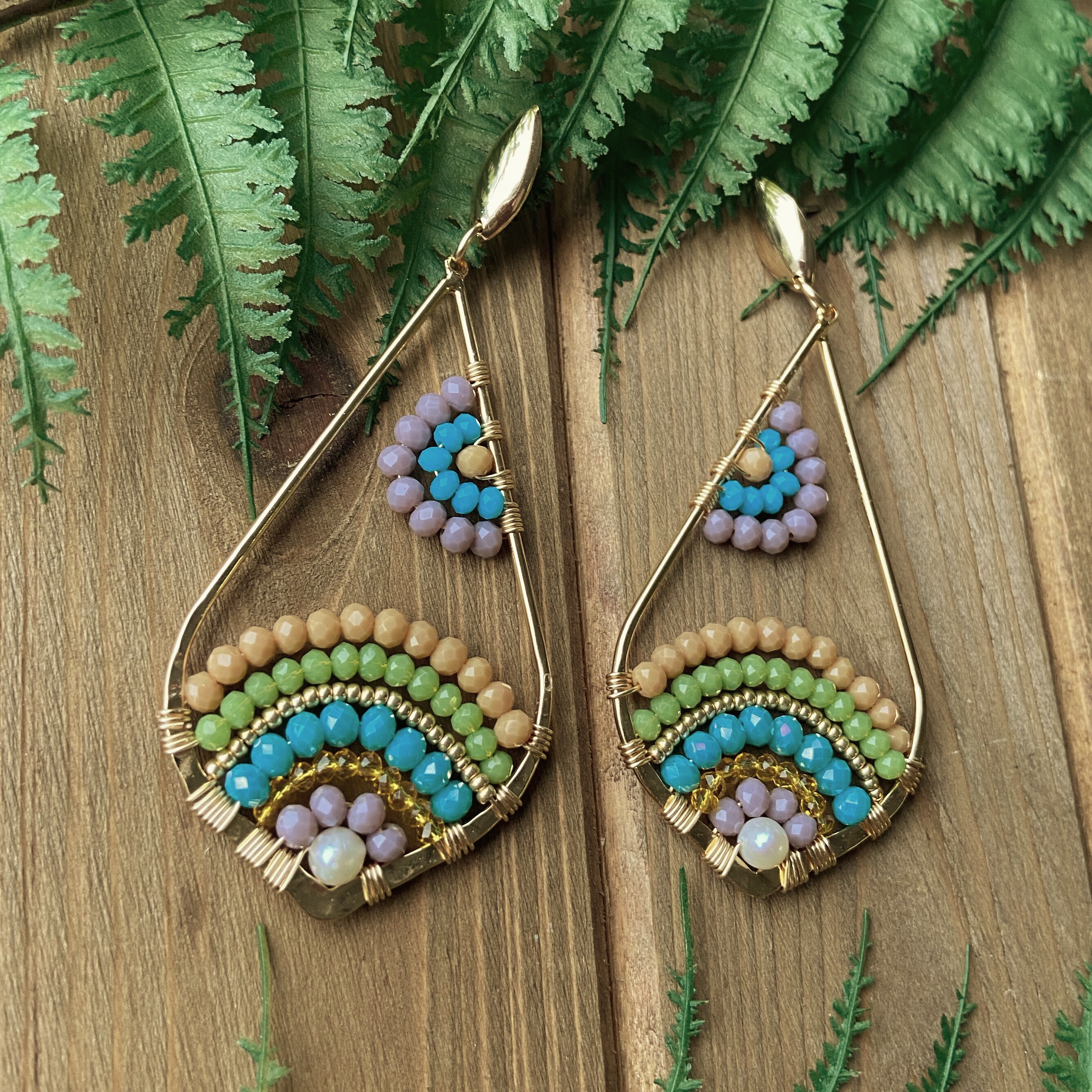 Beaded mandala earrings modern beaded earrings seed bead | Etsy