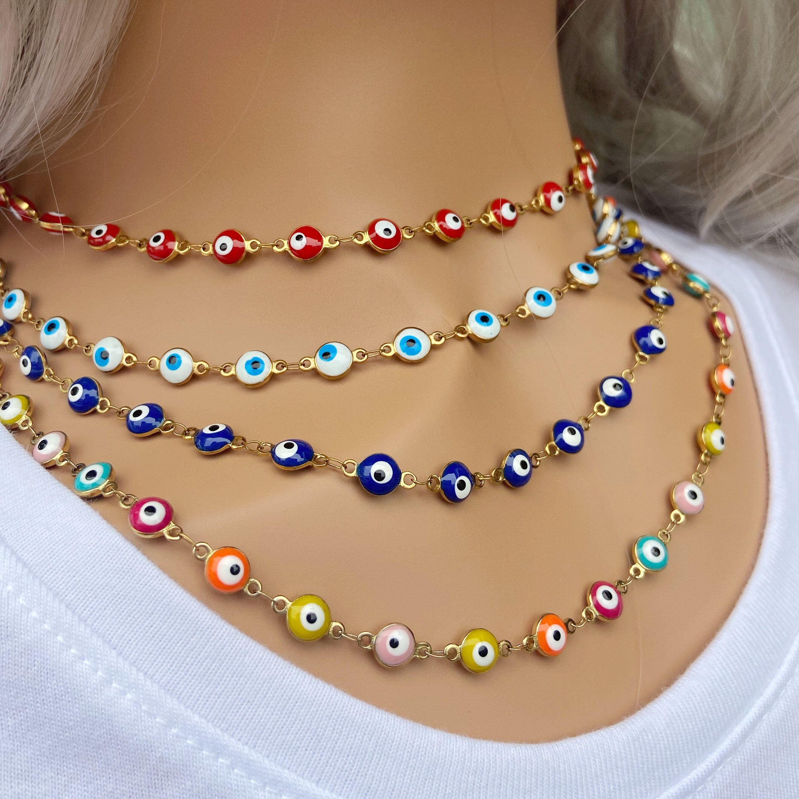 Evil eye necklace choker, evil eye amulet necklace for protection, ev…