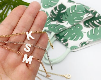 Cordón personalizado para mascarilla y gafas, cadena con inicial personalizada para adultos y niños