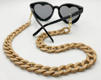 Acrylic chunky link eyeglasses holder, sunglasses holder necklace, modern chunky glasses chain, eyeglass lanyard, tortoise shell jewelry