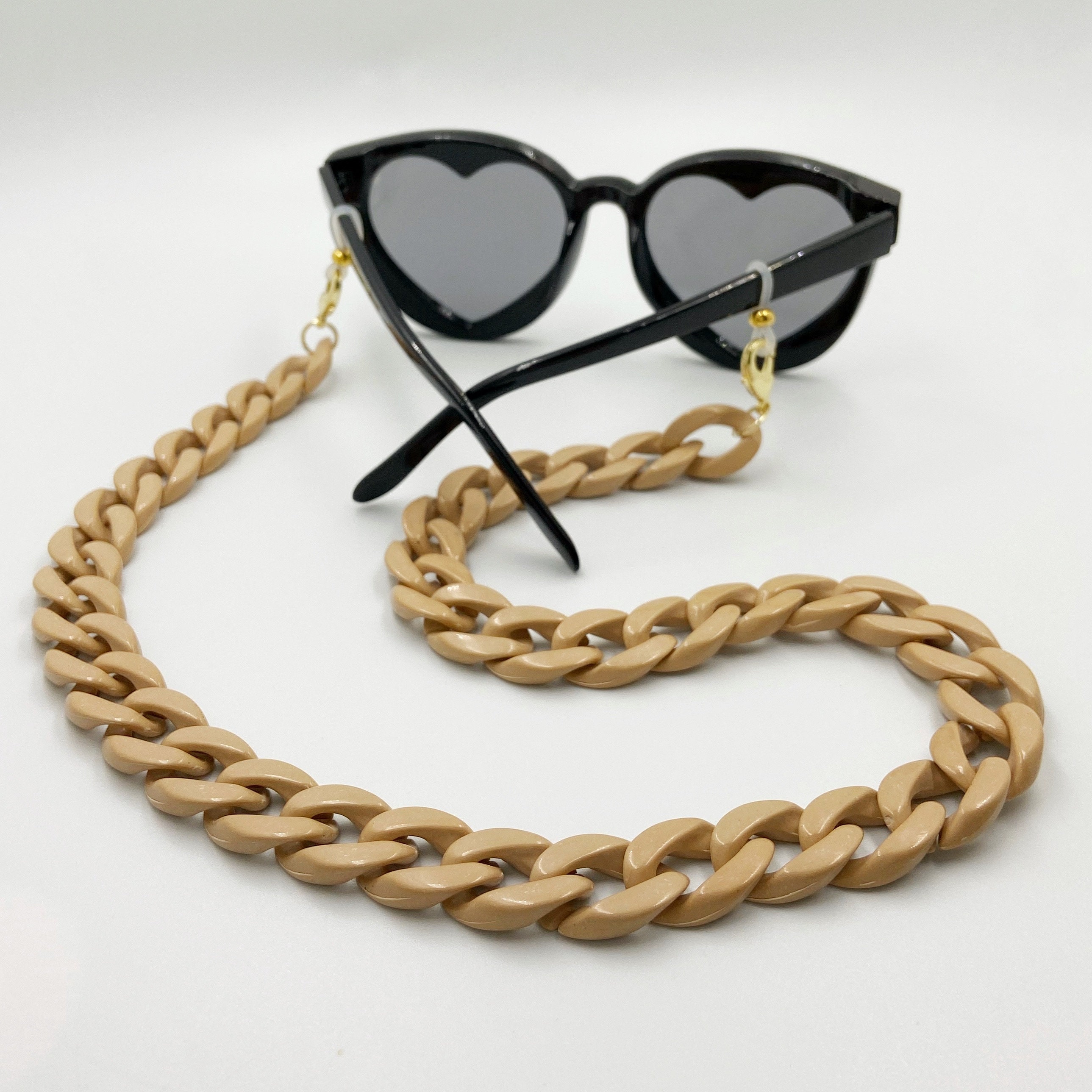 Glasses chain - Peach & salmon chunky acrylic chain - perfect for wearing  with sunglasses and as glasses holder. - Kodes